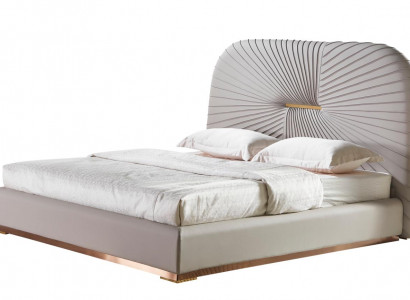 Double bed, bedroom, beige, new, creative, modern design, furniture, wood, luxury beds
